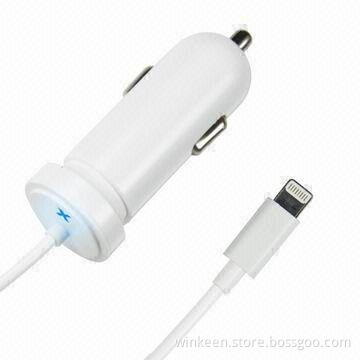 In-car USB adapter with 5-10W output for lightning Apple devices charging function by 2-hour burning